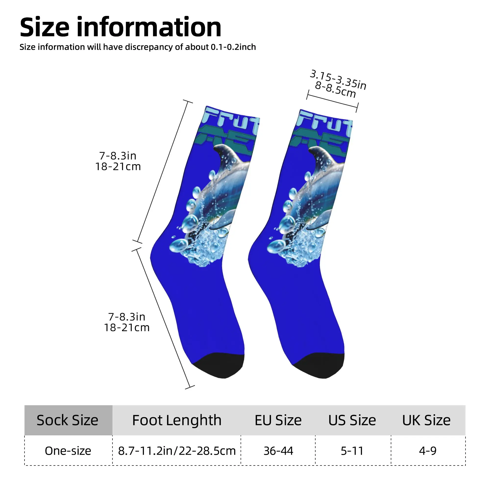 Frutiger Aero Splashy Dolphin - y2k Aesthetic Graphic Design Socks Winter Stockings ถุงเท้าผู้หญิงผู้ชายคุณภาพสูง ถุงเท้าซับเหงื่อ