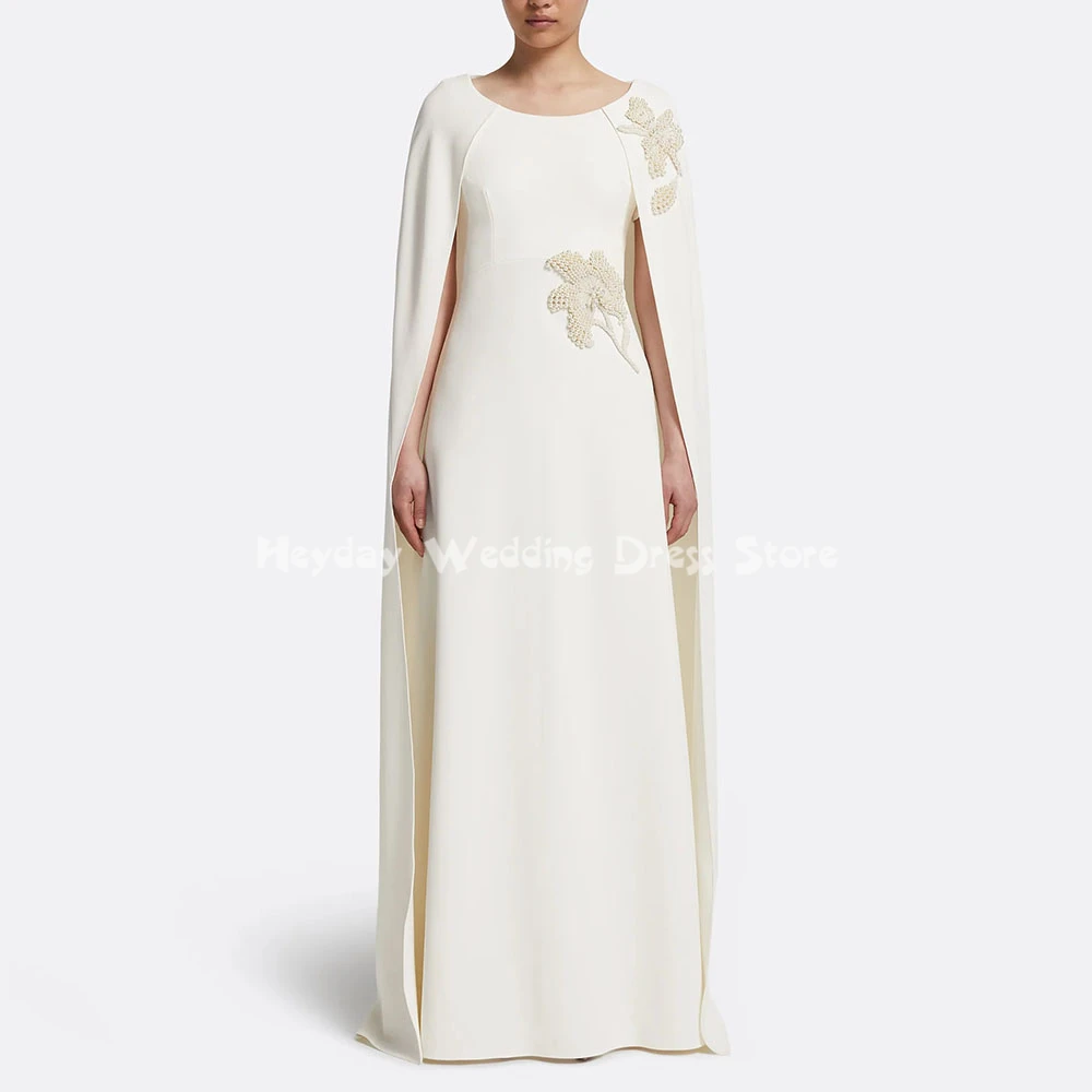 

Heyday Customized Women's Pearls O-neck Luxury Evening Dresses Sleeveless With Shawl Straight Floor-Length Elegant Dresses 2025