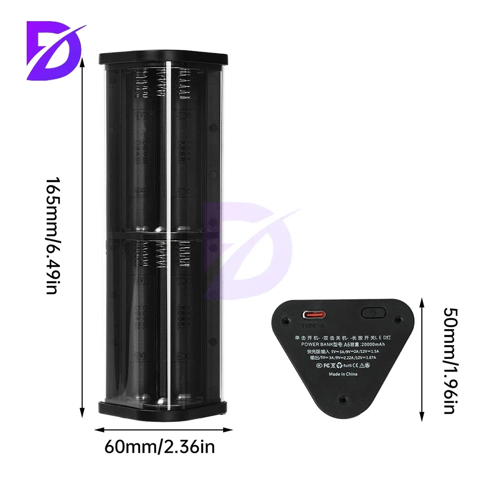 Removable 6-Cell 18650 Battery Case for Power Banks No-Solder Kit with Fast Flash Charging And Camping Light