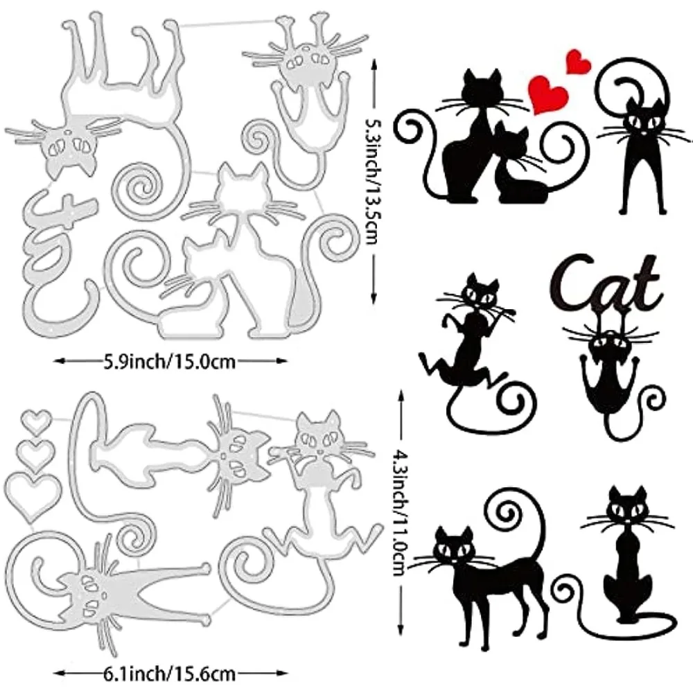 Cat Cutting Dies Stencils Cute Animal DIY Embossing Card Template for DIY Scrapbooking Photo Album Decorative 0.08cm Thick