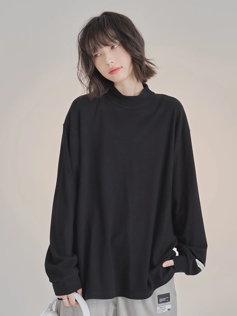 

Universal avitation Museum Loose Fit Long Sve f High Collar Base irt Women's T-irt Autumn 2025 New Sle Casual F...