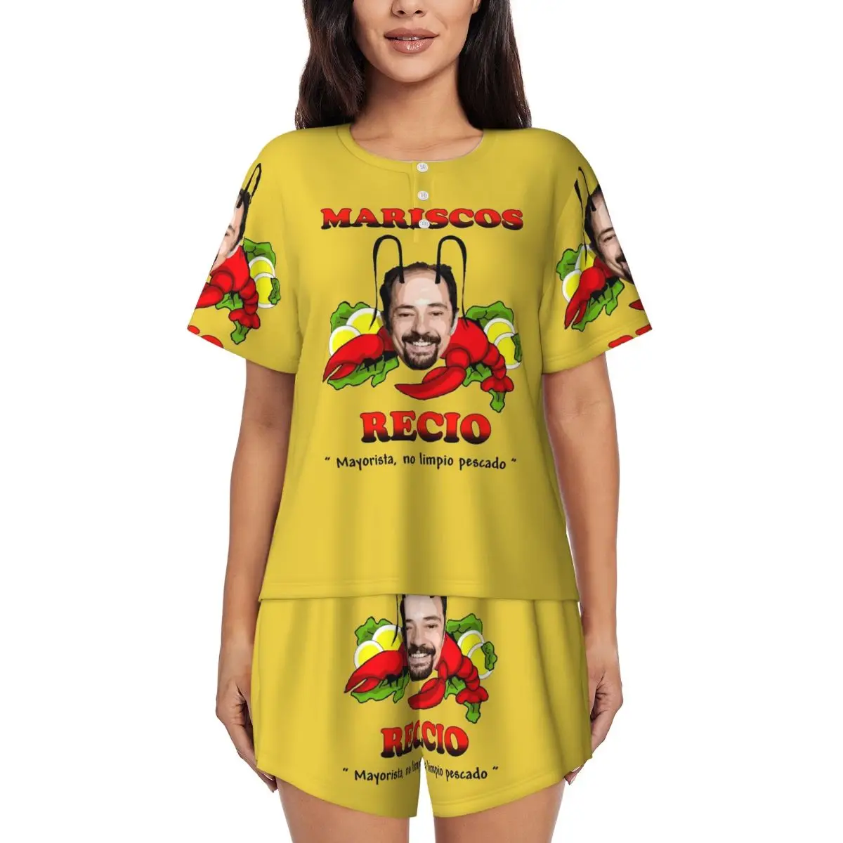 

Antonio Recio Round Neck Short Sleeve Nightgowns for Sleeping Sleepshirts Women Soft Pajama Set Short Pants