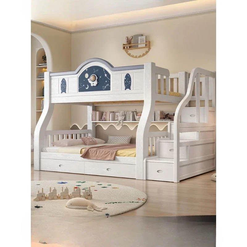 

Full solid wood upper and lower beds Bunk beds Adult small apartment upper and lower bunk two-layer wooden beds High