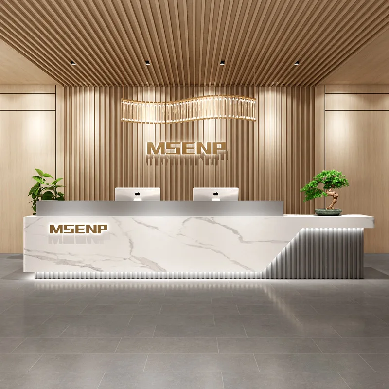 Company front desk Hotel lobby Reception Baking paint Sales department Consultation table Counter Simple modern