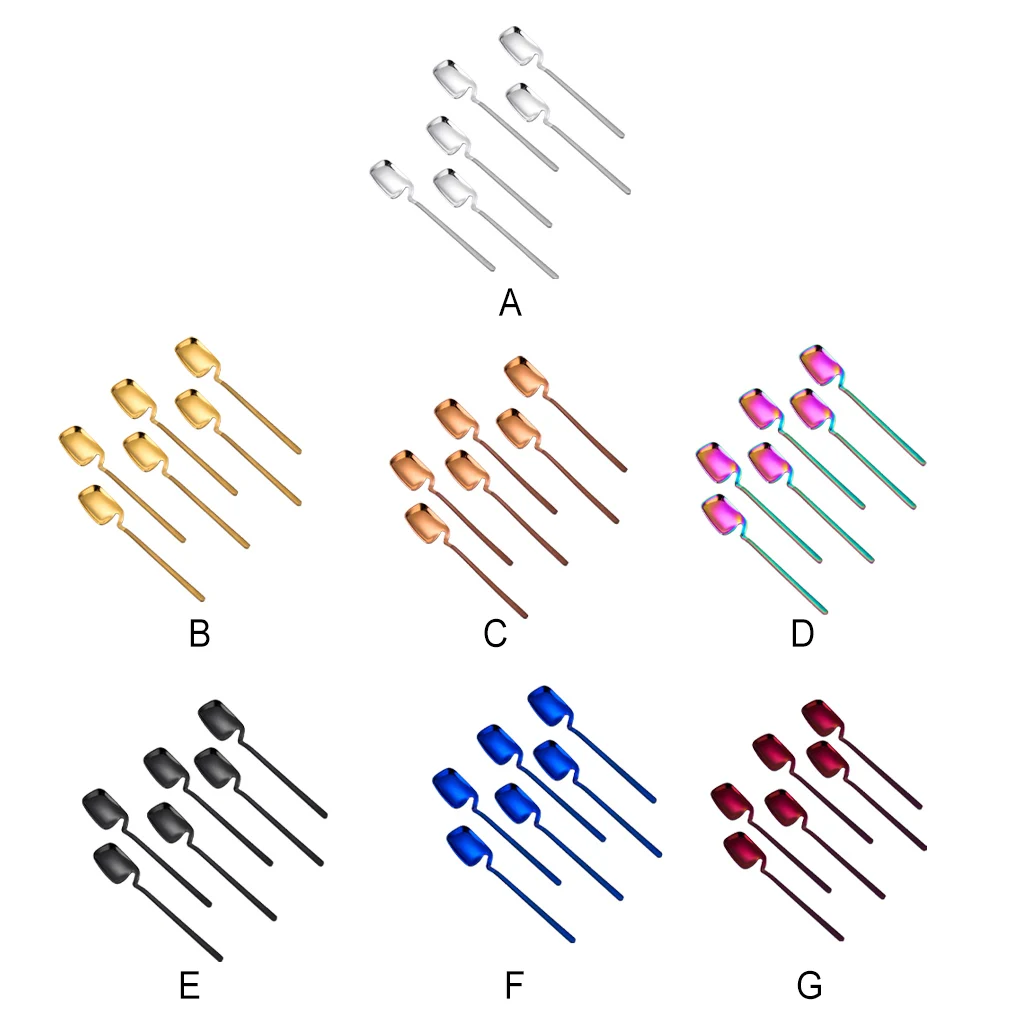 

Набор из 6 кофейных ложек из нержавеющей стали, мороженого, шоколадного молока, подвесные чайные ложки с длинной ручкой, аксессуары для ложек, черные