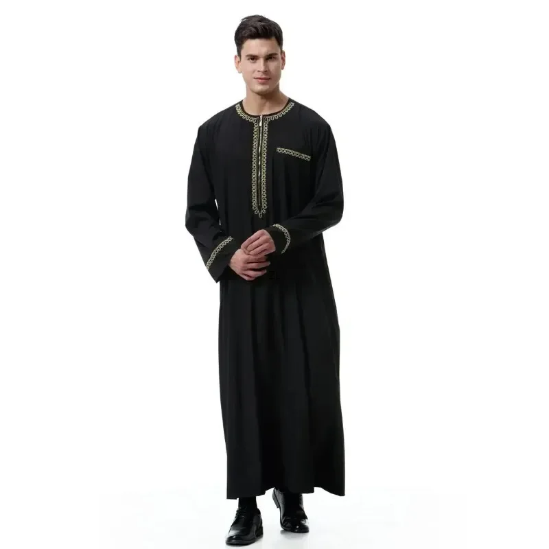 มุสลิม Mens Jubba Thobe Abaya ชุดซิปยาว Robe Saudi Caftan ดูไบคํา Eid Ramadan เสื้อผ้าอิสลามแบบดั้งเดิม Kaftan