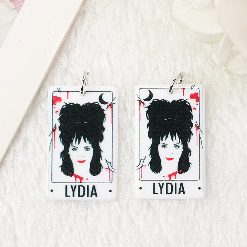 6Pcs Fashion Hollaween Charms Creative Tarot Card Horror Acrylic Jewlery Findings For Earring Necklace Diy Making