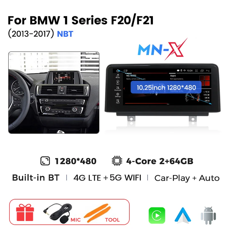 MEKEDE Android 14 Autoradio Voor BMW 1 2 3 4 Serie F20 F21 F22 F30 F31 F32 F33 F34 F36 GPS Draadloze Android Carplay Auto 4G WIFI