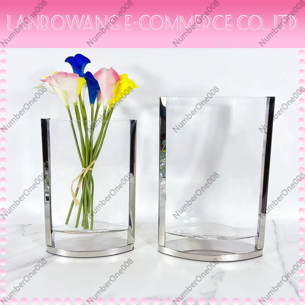 

Modern simple flat transparent glass flower ware model house sales office living room dining room desktop entrance vase ornament