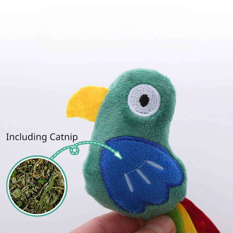 Crocodile Cow Parrot Shape Cat Toy Cute Plush Animal Toys with Catnip Interactive Play Pet Supplies Tease Cat Bite Resistant