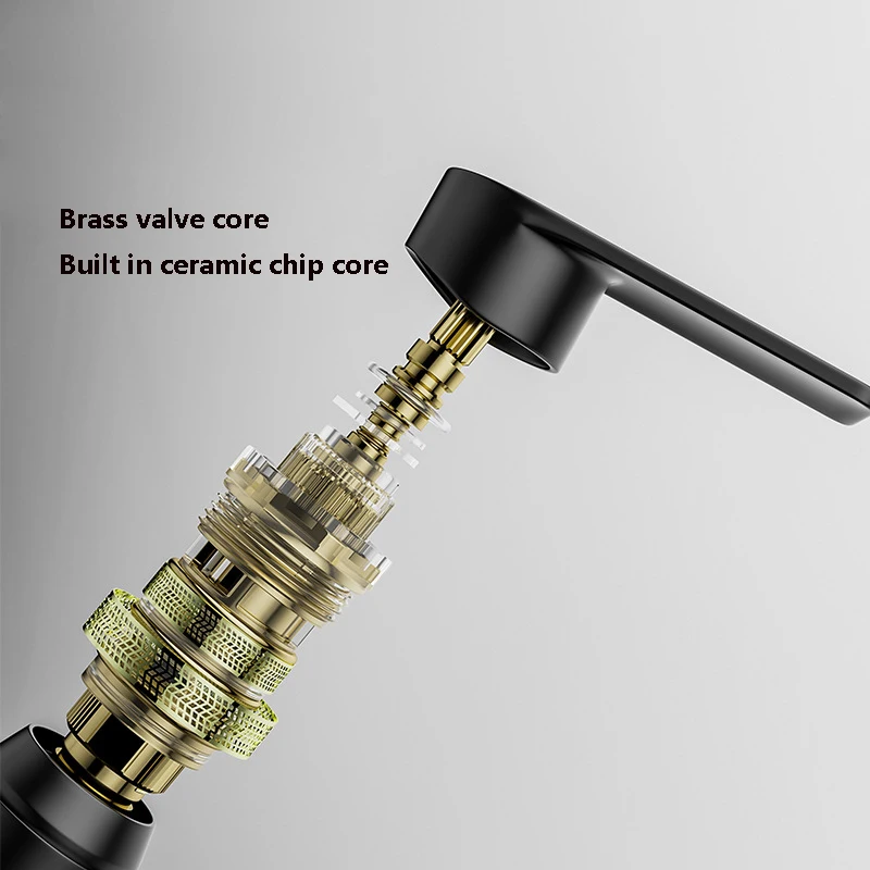 Imagem -06 - Embutido Parede Torneira de Água Quente e Fria Quadrado Todo o Cobre Lavatório Escondido Latão Núcleo de Válvula de Disco Cerâmico