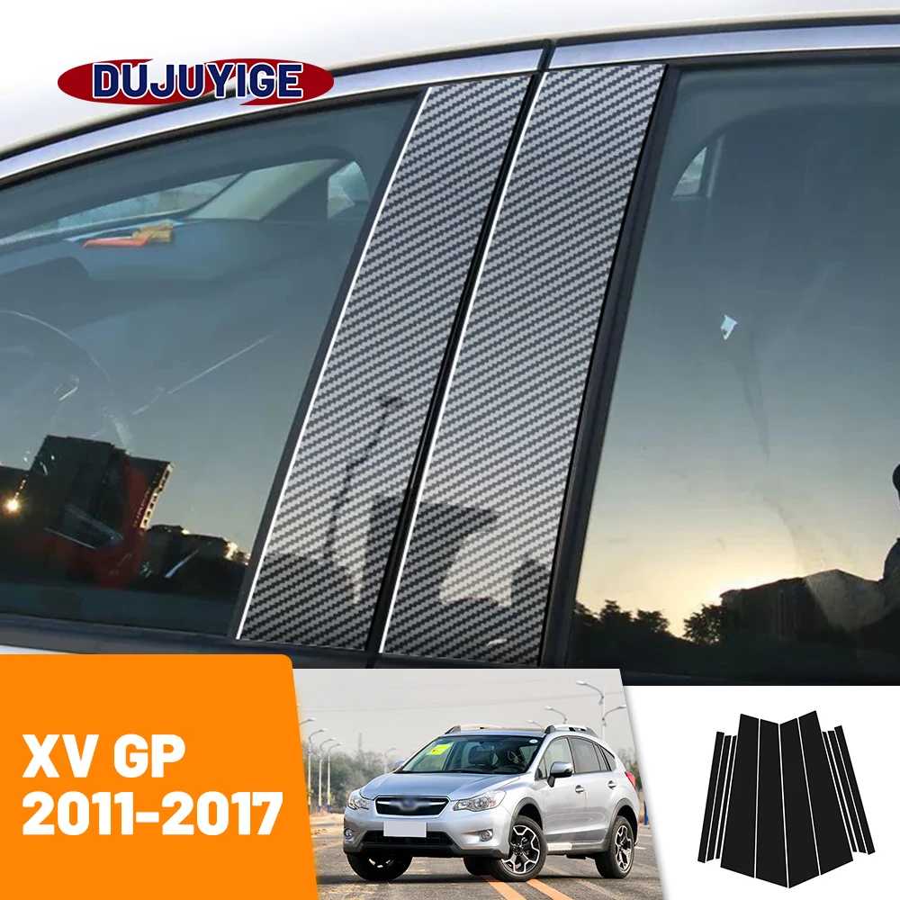 

For Subaru XV GP 2011-2017 2012 2013 2014 2015 Carbon Fiber Window Door Column Deal B C Pillar Post Cover Trim Sticker