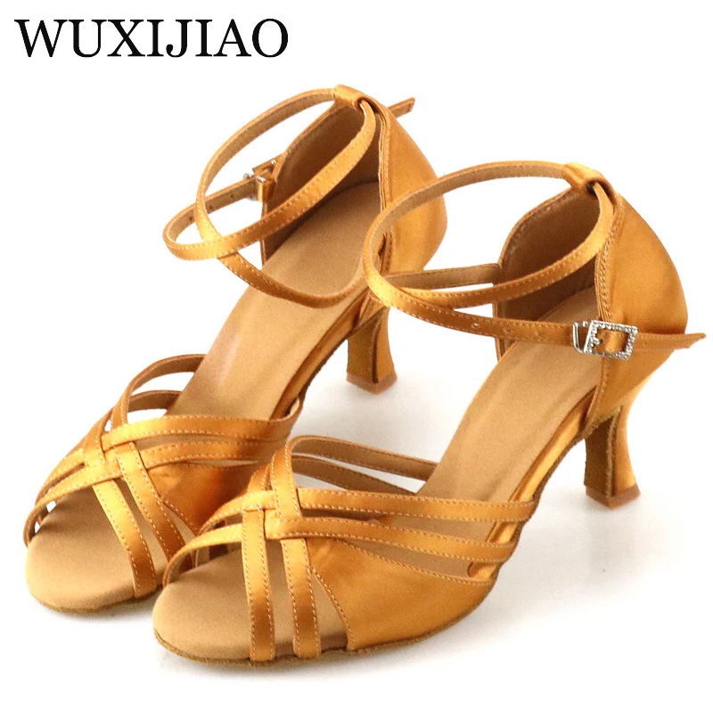 WUXIJIAO-Chaussures de danse latine pour femmes, talons en bronze