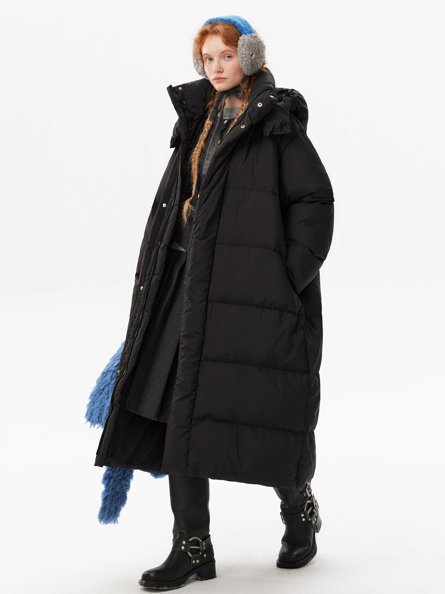 

Женская удлиненная куртка Plus380G с капюшоном и воротником-стойкой, со съемным пуховым наполнителем, теплая верхняя одежда, повседневный свободный крой, полиэстер