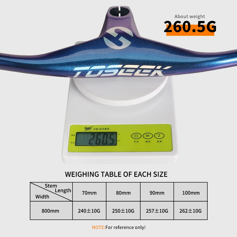 TOSEEK-Carbon Fiber Integrated Handlebar Stem, Mountain Bicycle Parts, Dazzle Blue to Purple Glossy, 17 Degrees, MTB