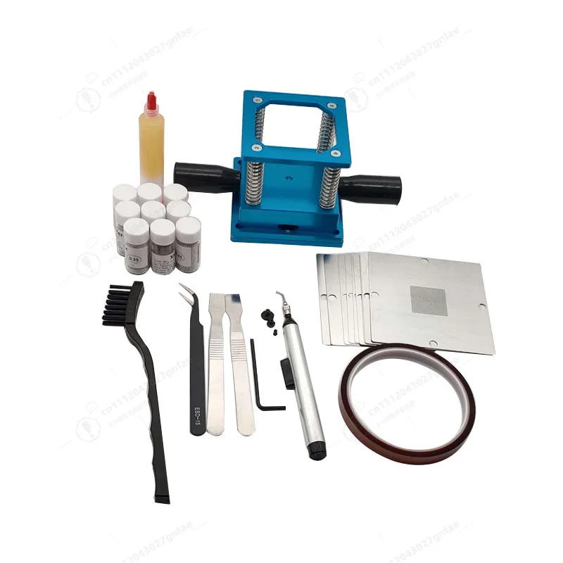Blue BGA Reballing Station Kit with Handle, Universal Solder Ball Stencil Set for Chip IC Planting Mobile Phone PCB Repair Tools