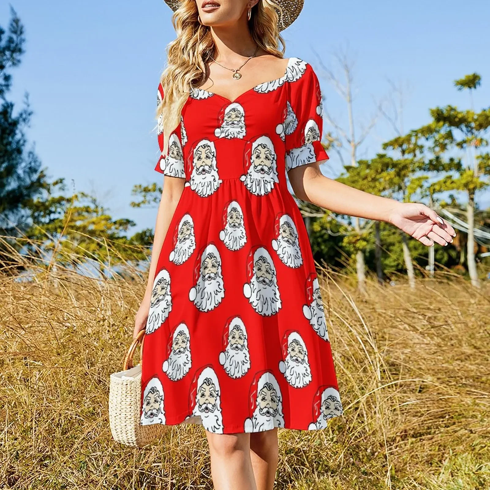 Santa Claus Design Sleeveless Dress Dress women Long dress woman