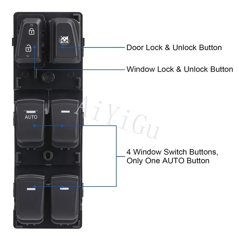 AiYiGu Master Window Control Switch Compatible with Hyundai Sonata 2011 2012 2013 2014 Replaces OEM 93570-3S000RY 935703S000RAS