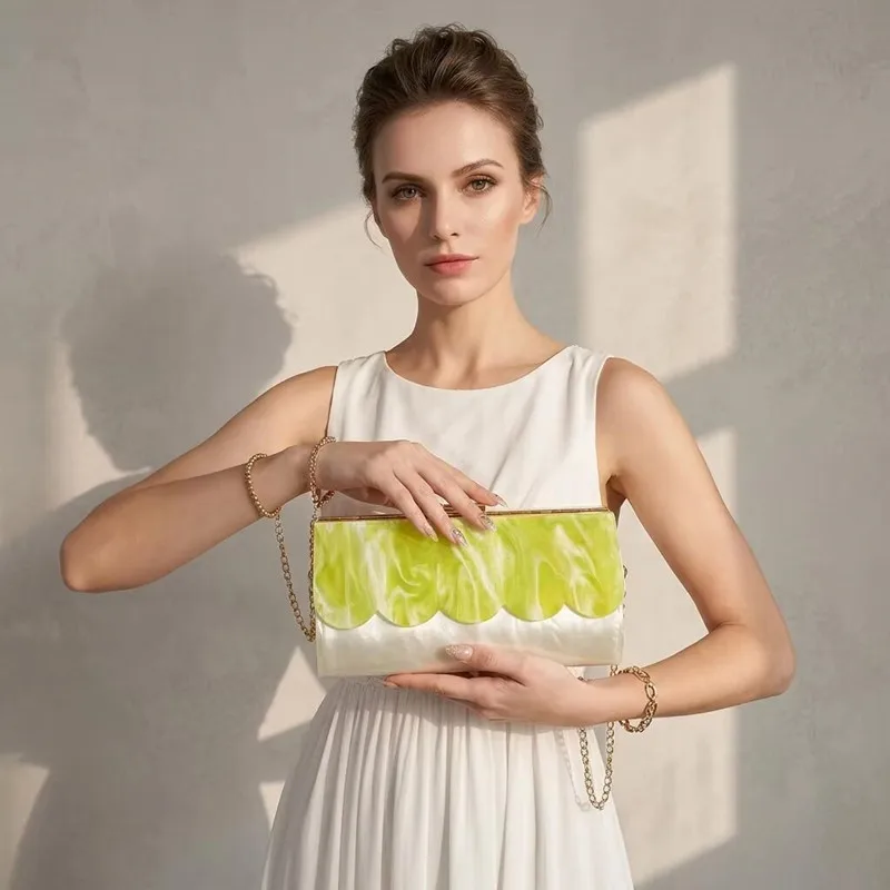 

2026 Brand Design Women's Irregular Shell Acrylic Evening Clutch Bag Luxury Fashion Party Handbag Banquet Shoulder Crossbody Bag