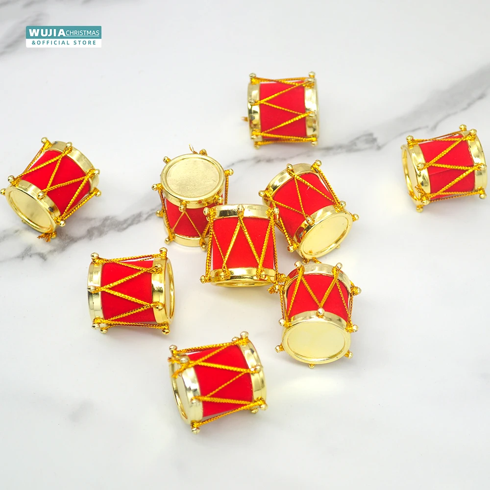 12pcs 3cm Red Small Gift Drum Ornaments Mini Gift Box Christmas Tree Pendants Noel Accessories Home Decor Party Supplies Navidad