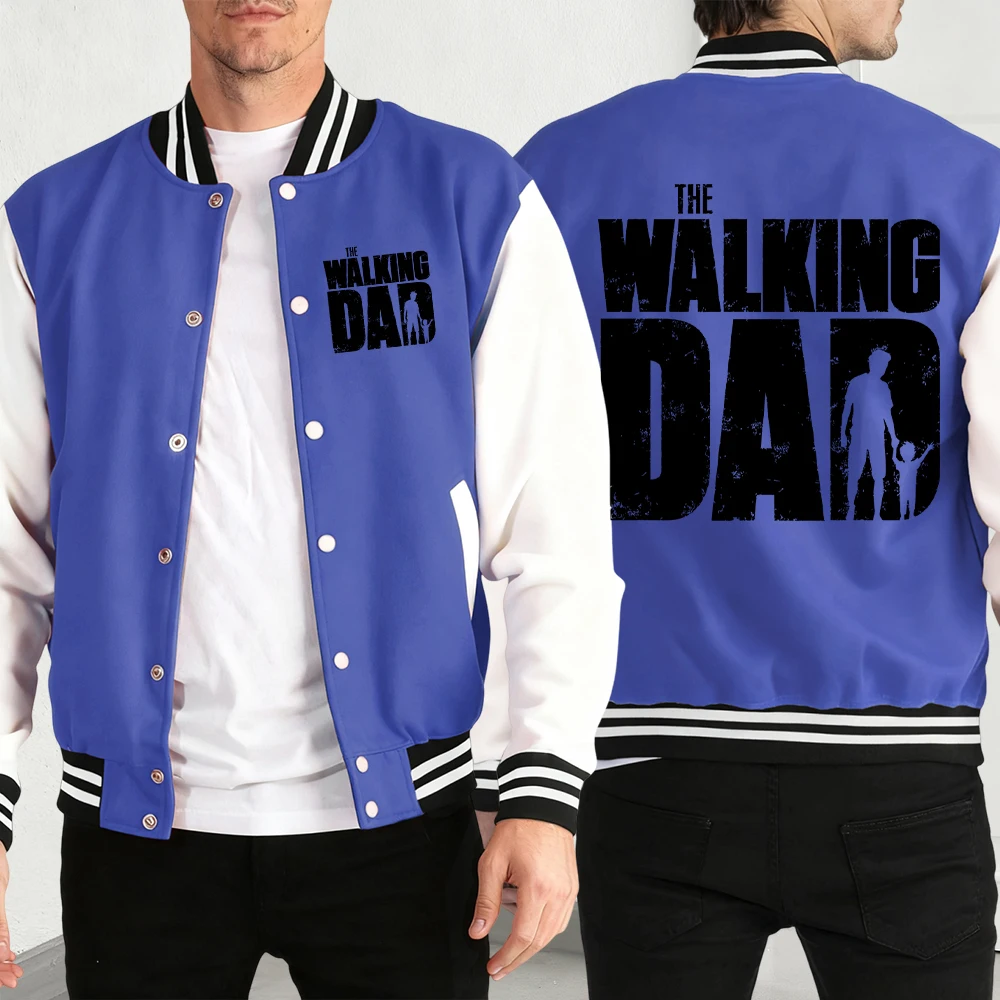 Мужская базовая модная бейсбольная майка с принтом «Ходячий папа», свободные куртки в стиле ретро, спортивная мужская одежда на пуговицах, осенняя уличная одежда