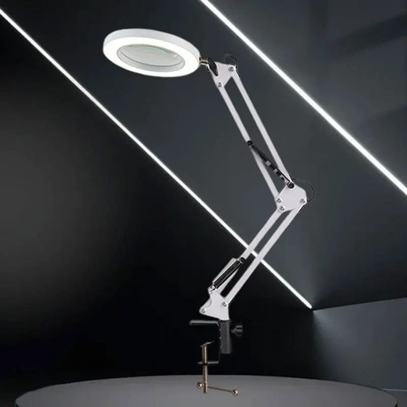 USB LED عدسة مكبرة مصباح الذراع الطويلة للطي لمبة مكتب المحمولة الجمال كليب ضوء مصباح القراءة الإلكترونية