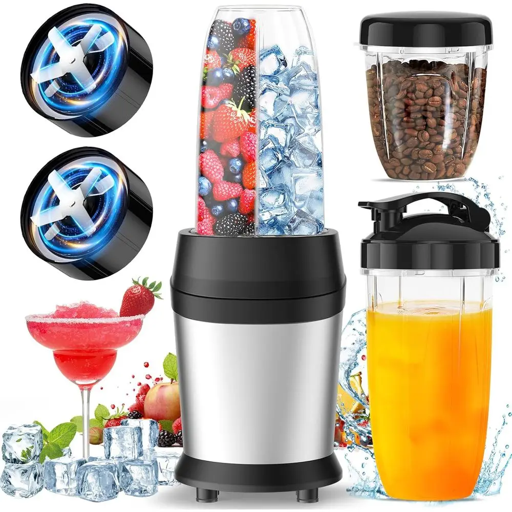12-Piece Smoothie Blender Maker 25,000 RPM Personal Blender or Ice Crushing Smoothies & rozen Drinks Nuts with 23oz, 32oz, 37oz