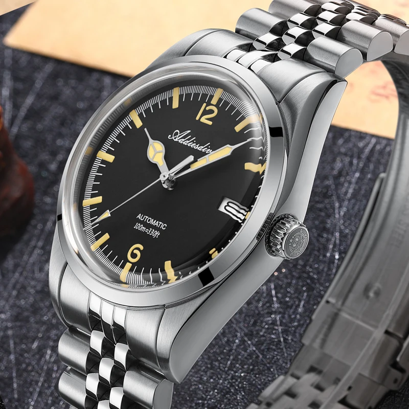 ADDIESDIVE Luxury Men's Wristwatches 100M Waterproof Automatic Mechanical Watch Stainless Steel Sports Diving Watches