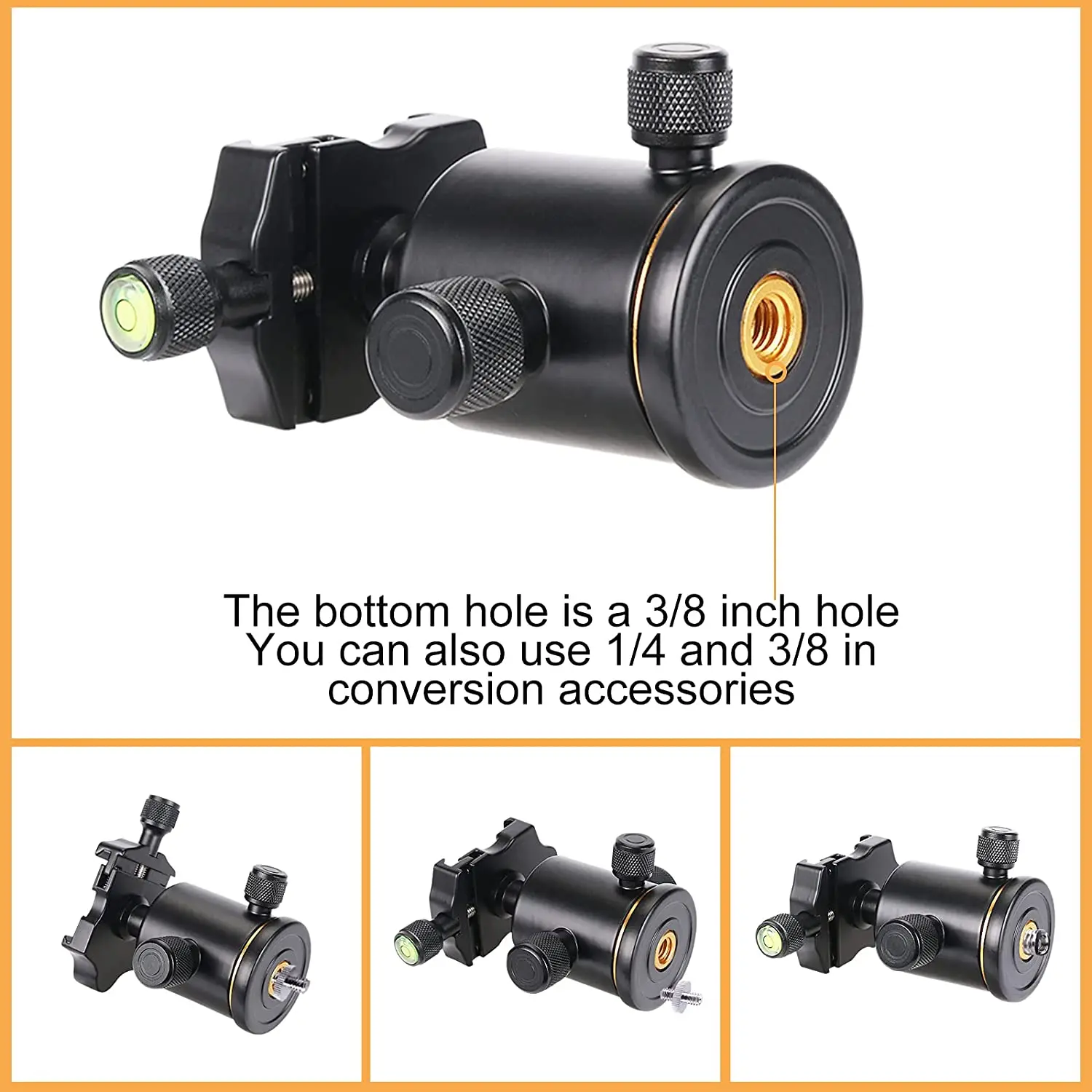 Cabezal de bola para trípode de cámara con liberación rápida, amortiguación de ajuste fino giratorio de 360 grados, soporte de cabezales de fluido para trípode de alta resistencia