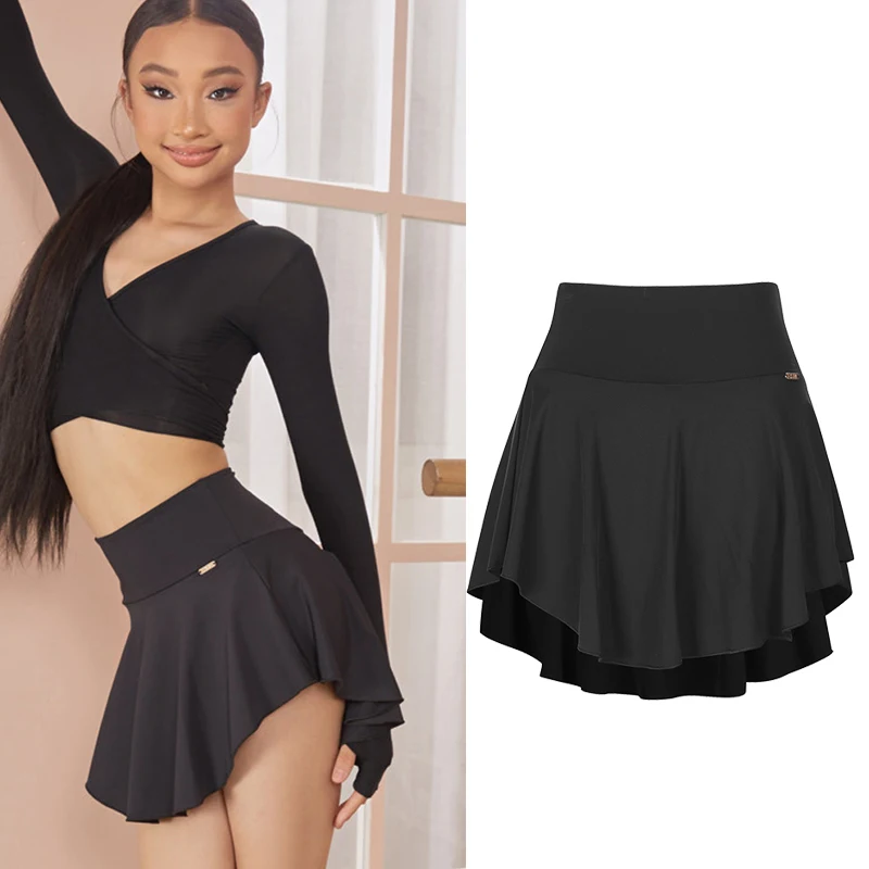 ZYM 2026 Nuevas Faldas de Baile Latino para Niñas, Faldas Negras, Vestido de Chachachá, Rumba, Tango, Faldas de Actuación de Baile Latino para Niños DQS14057