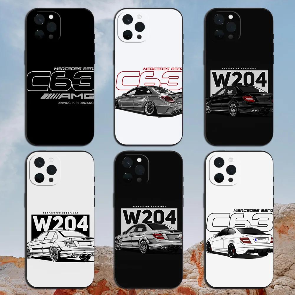 A-AMGS C63 Luxury Sports Car W204 Phone Case for iPhone 11 12 13 14 15 16 Max Pro Plus Soft Shell