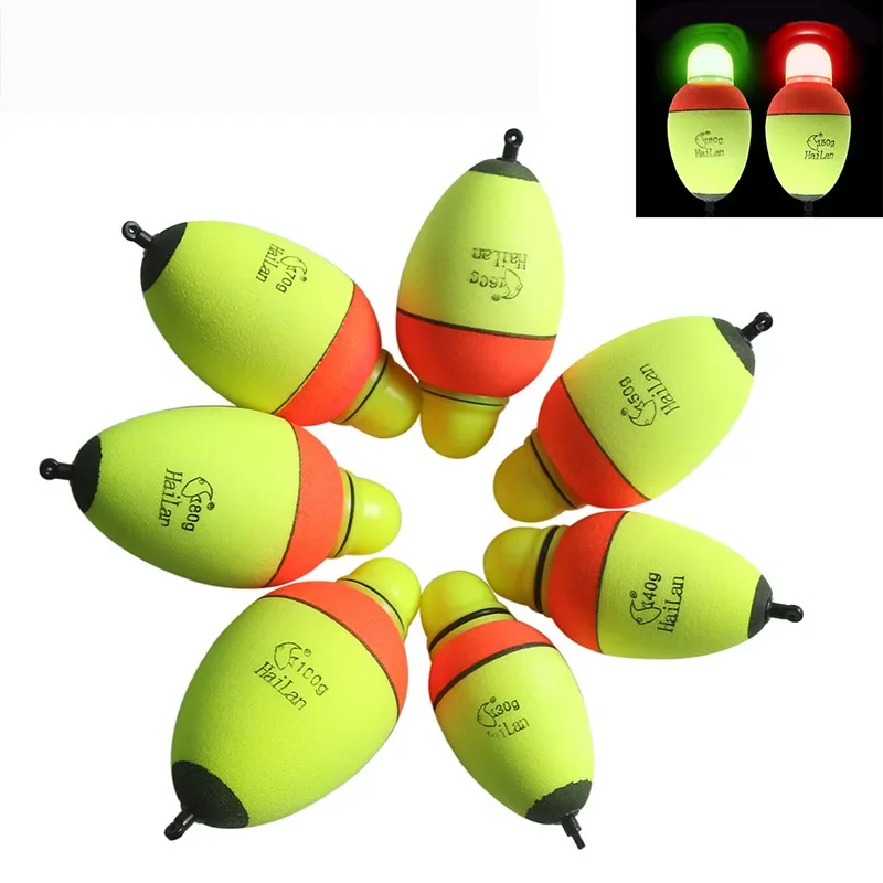 30/40/50/60/70/80/100g EVA Luminous Fishing Night Float Light Stick Foam Plastic Bobber Sea Rock Fishing Striking Floats