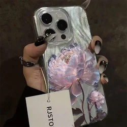 Pink Peony Lotus Phone Case for Xiaomi Redmi Note 14 13 12 12S 11 10C 13C 14C 10 S Pro Plus 4G 5G Feather Chiffon Texture Cover
