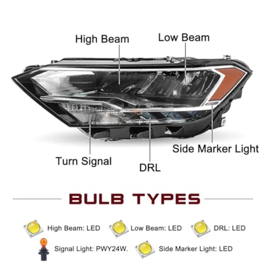 مجموعة مصابيح أمامية LED للجري النهاري العالمي لـ 20192023 Volkswagen Jetta الجانب الأيسر للسائق متوافق مع NonProjec