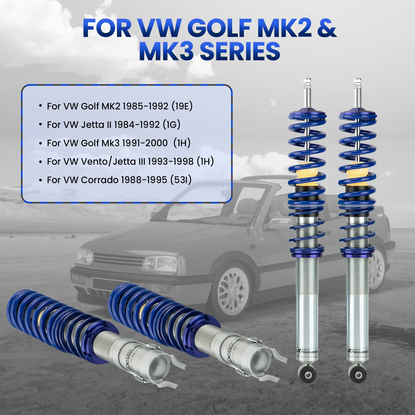 maXpeedingrods Coilovers for VW Golf MK 2 II MK 3 III Jetta MK 2 II Spring Shock Adj Height