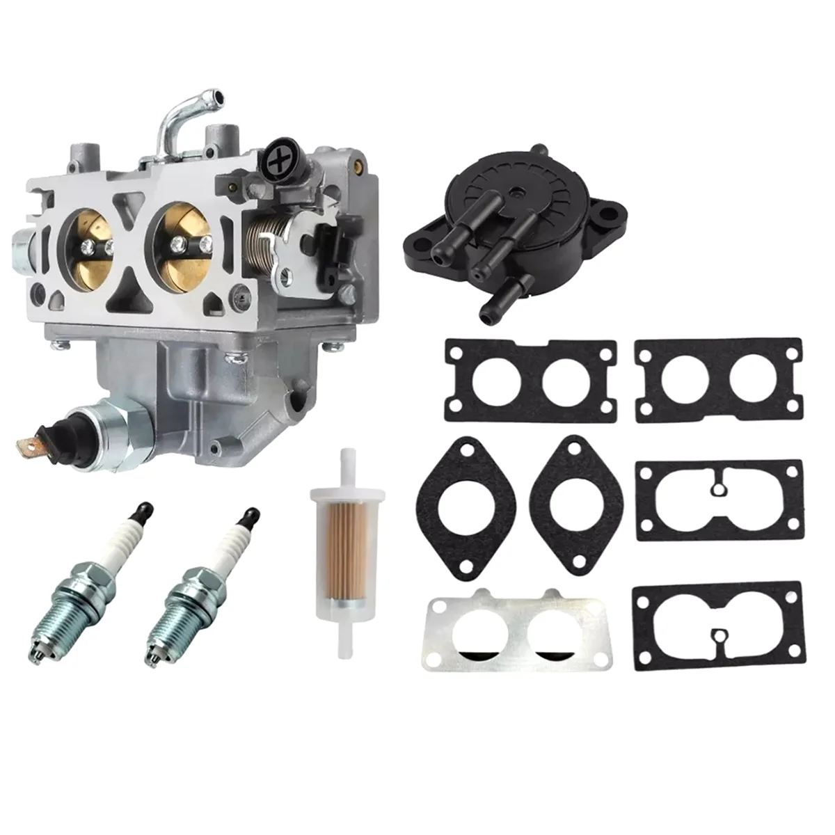 Carburetor W/Fuel Pump Filter & Spark Plugs Kit for Honda GX630 GX630R GX660 GX690 16100-Z9E-033 16100-Z9E-023