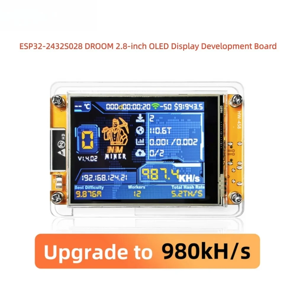ESP32 2.8-inch OLED Display Development Board ESP32-2432S028 DROOM Development Board Suitable for 980 KH/s hash rate operations