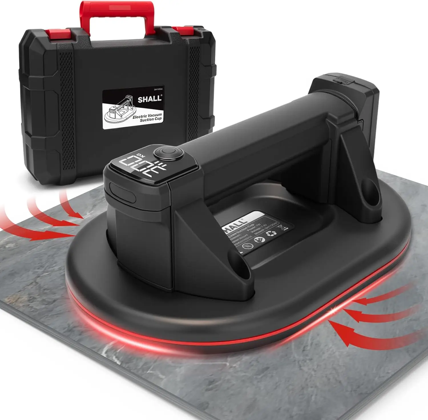 

Electric Suction Cup, 10" Diameter, Dual Brushless Motors, 660 lbs Lifting Power, LCD Display for Glass Tile Marble Metal