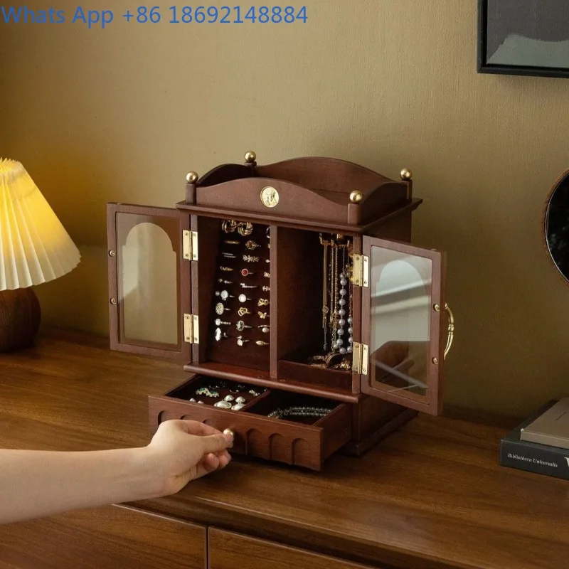 

Деревянная высококачественная шкатулка для драгоценностей в стиле ретро в винтажном стиле, изысканные аксессуары, подарок на день рождения или свадьбу