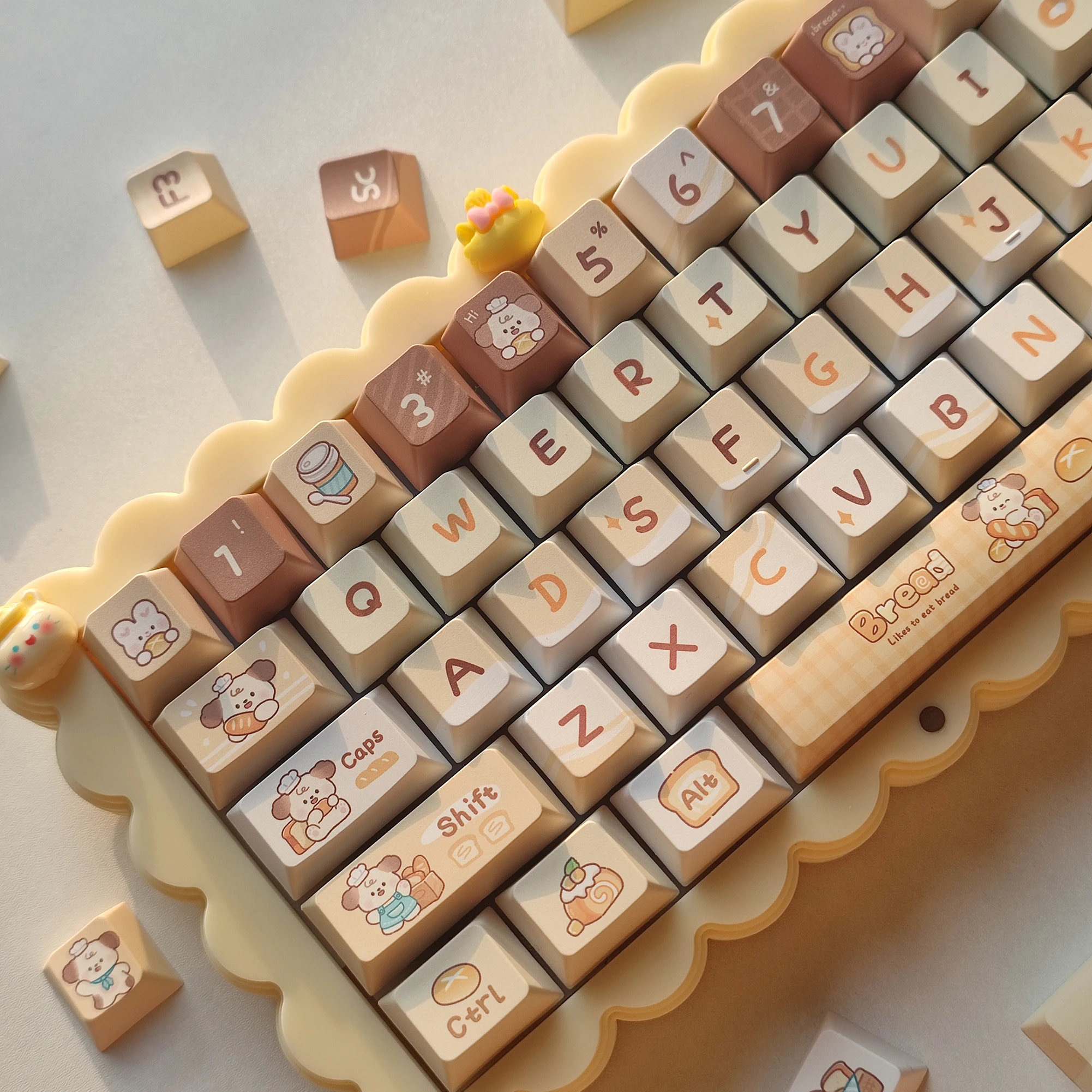 

Bread Puppy Theme Keycaps Set PBT Sublimation Keyboard Caps Custom Cherry Profile Keycaps for Mechanical Keyboard Accessories