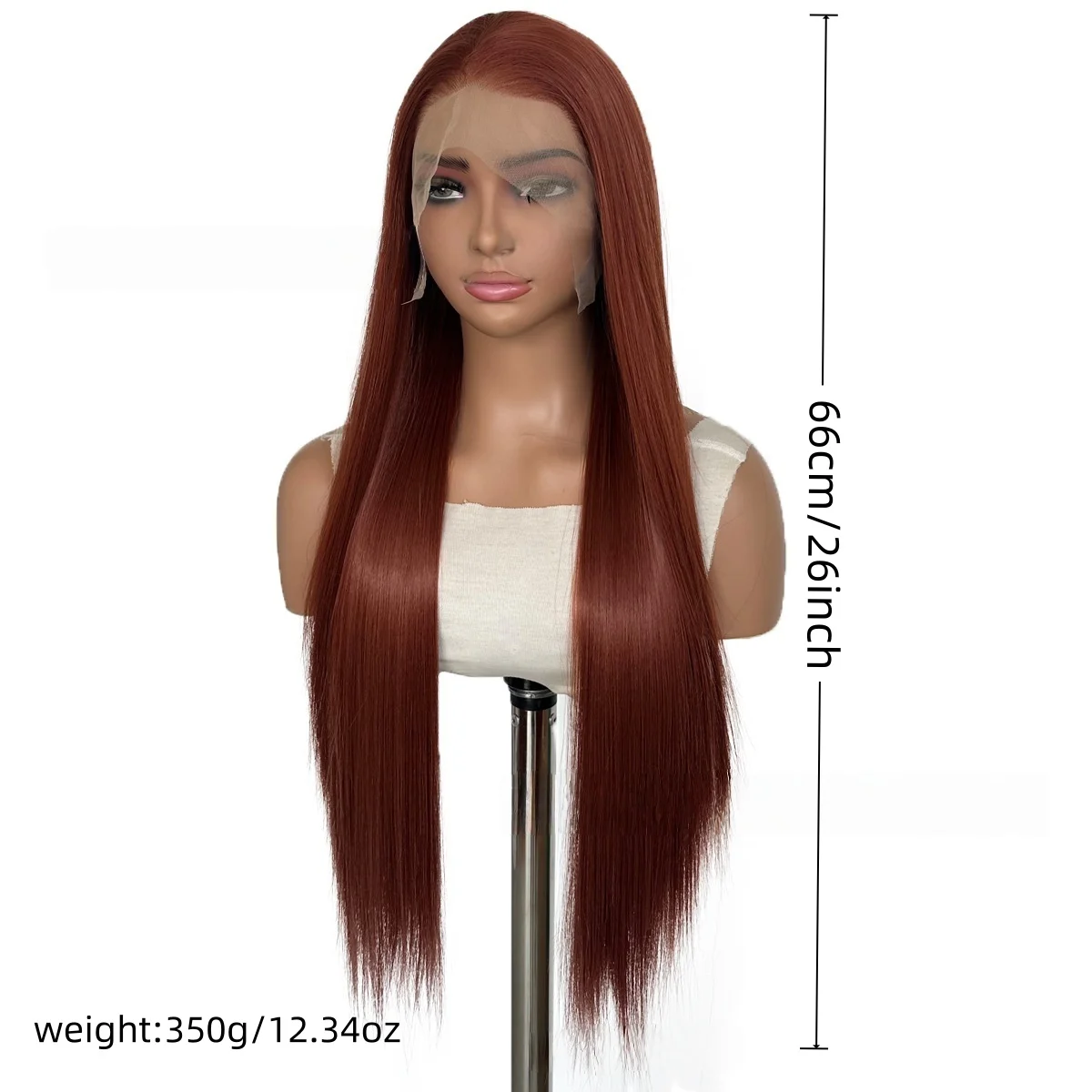 شعر مستعار بني أحمر 13*4 باروكات أمامية من الدانتيل 26 بوصة شعر مستعار طويل مستقيم لارتداء الرجل الأسود وخصلات الشعر المستعار ذات المظهر الطبيعي للحفلات التنكرية #2