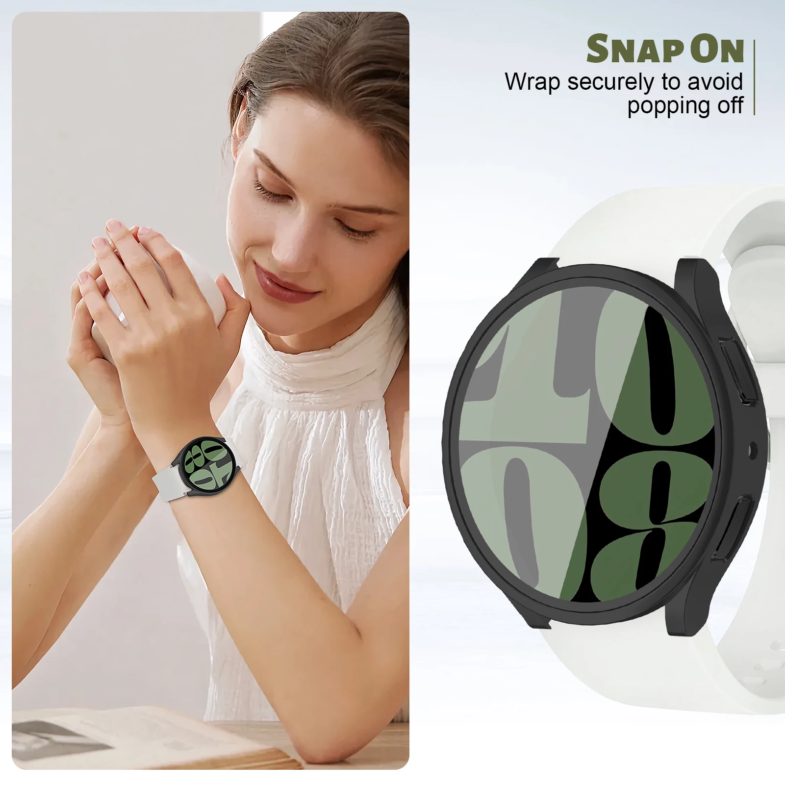 กระจกนิรภัย +กรณีความเป็นส่วนตัวสำหรับซัมซุงกาแล็กซี่วอทช์ 6 44 มม.40 มม.แอนตี้สปายพีซีกันกระแทกโดยรวมฝาครอบป้องกันกาแล็กซี่วอทช์ 6