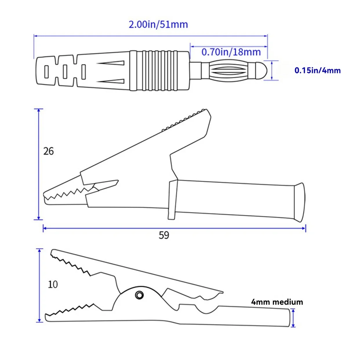 

ABME 4-миллиметровая вилка типа «банан» с зажимом «крокодил» из чистой меди, 15 А, сильноточная испытательная линия, регулируемый источник питания постоянного тока, выход