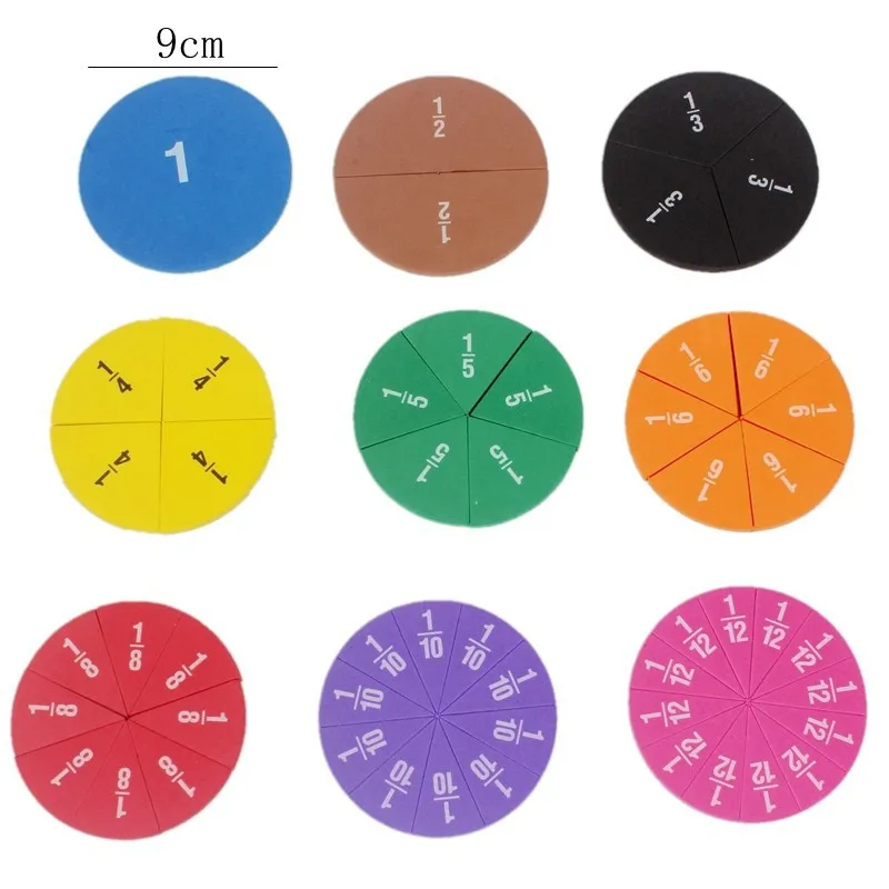 51 Stuks Magnetische Fractie Tegels Cirkels Wiskunde Disc Speelgoed Manipulatives Levendige Kleuren Premium Leermiddelen Breuken Heersers Gereedschap