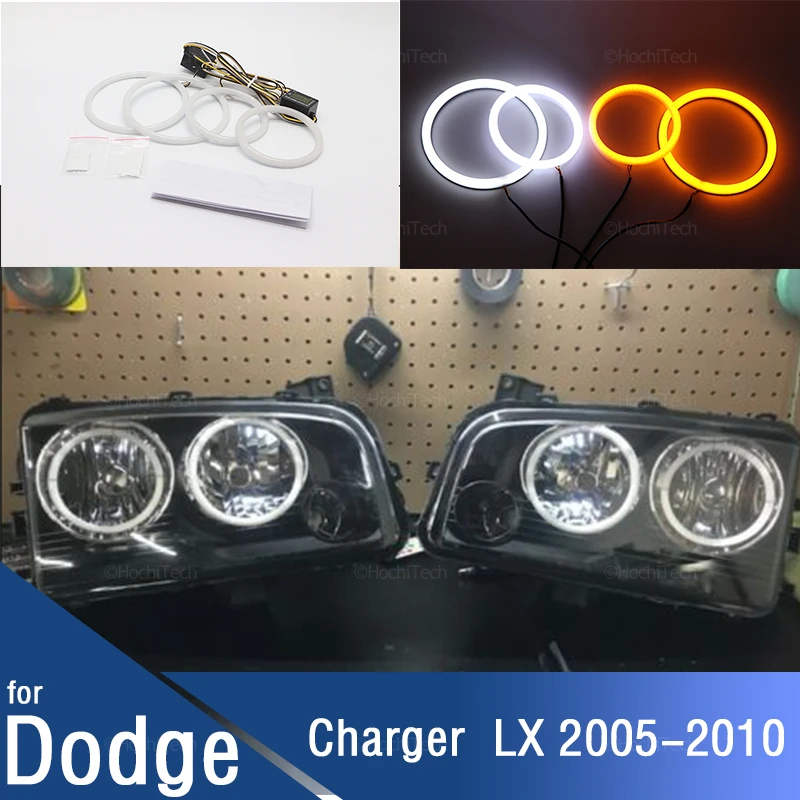 

Car Angel Eyes Rings Led Car Headlight DRL Daytime Running Light for Dodge Charger LX 2005-2010 Turn Signal White Yellow