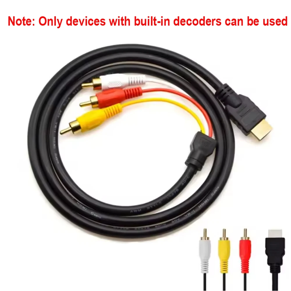 Only Built-in Decoders Working HDMI-compatible to 3RCA Cable One-way For HD Player Devices Capable Of Automatic Decoding