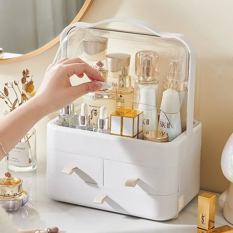 

High beauty internet celebrity cosmetics dust-proof storage box drawer style handheld desktop cosmetics lipstick shelf
