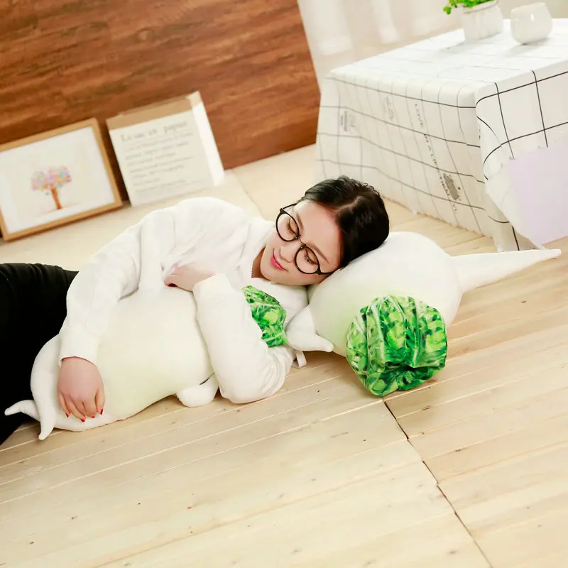 Simulation White Radish Plush Toy Stuffed Kawaii Plant Cushion Sex Pillow Creatiave Sofa Bed Decor