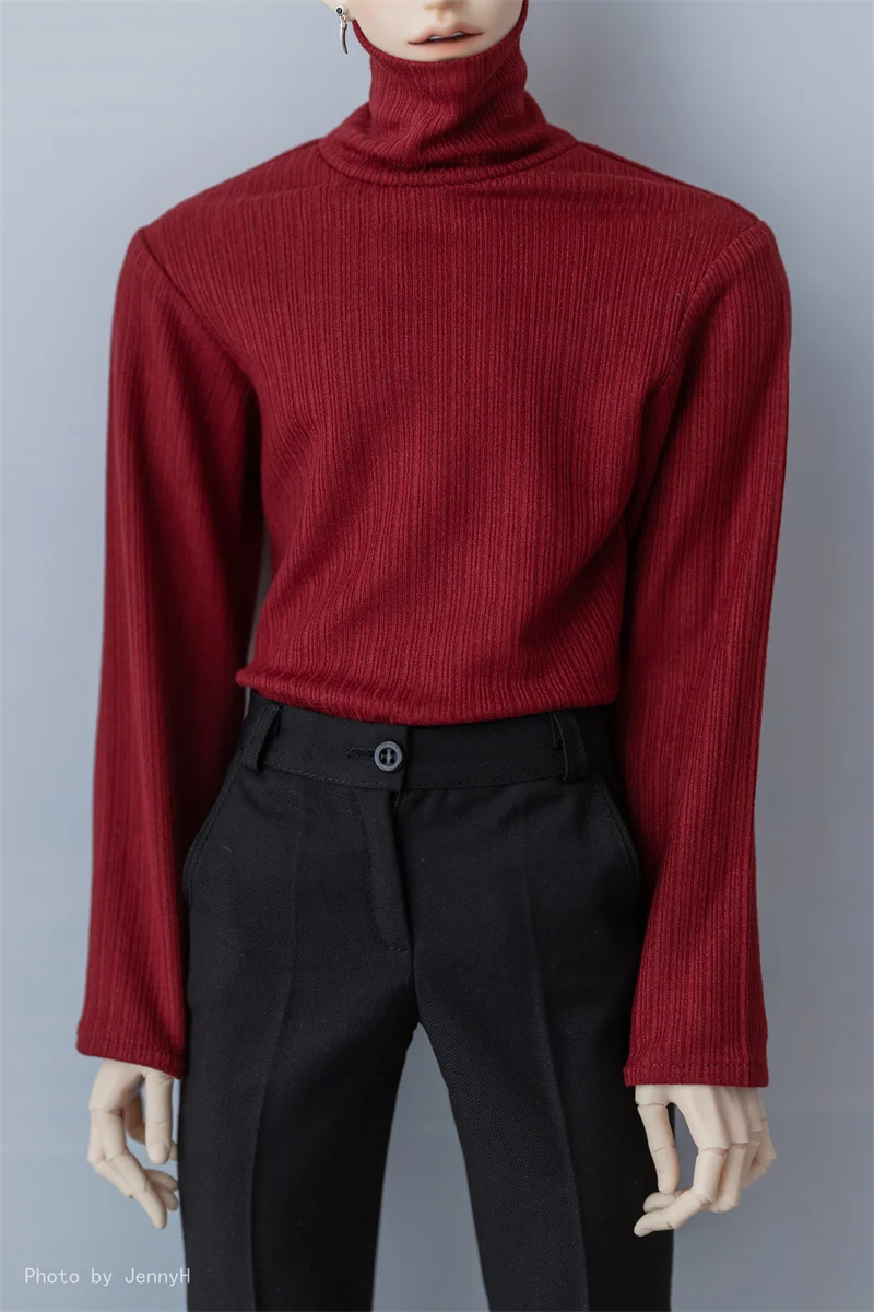 BJDドール服 1/3 1/4 ID75 おもちゃ 男の子 女の子 ハイネック ソフトベースシャツ グレー レッド ブラック インナーTシャツ デイリードールアクセサリー