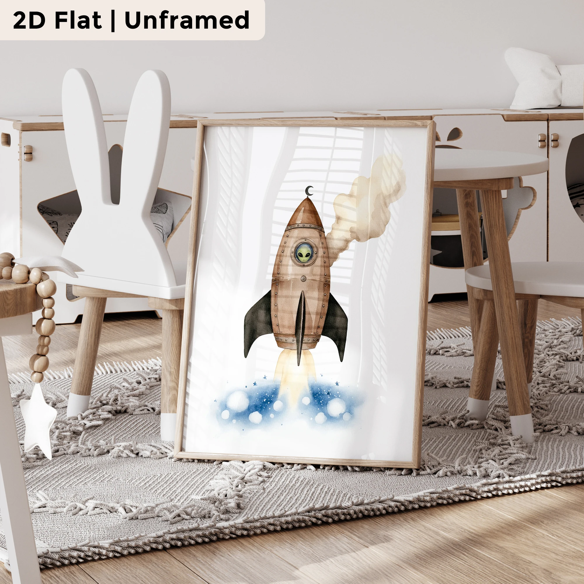 3pcs Modern,Cartoon Rocket Treasure Wall Art Print Canvas Painting Poster Picture For Living Room,Bedroom Home Decor